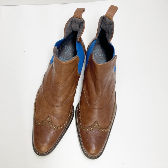 JOHN FLUEVLOG Brown Leather Chelsea Brogue Boots 6 - Picture 3 of 11